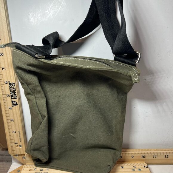 Women's Military Style Olive Green Canvas Crossbody Bag Studded Army Patch - Picture 2 of 2